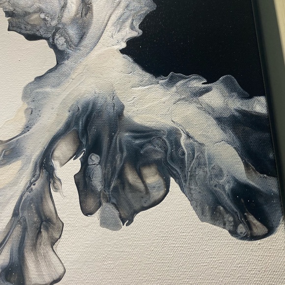 ❌SOLD❌18x24 hand painted acrylic fluid pour art canvas painting black white - Picture 12 of 15